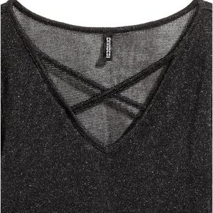 Mesh black + glitter top M- H&M Divided